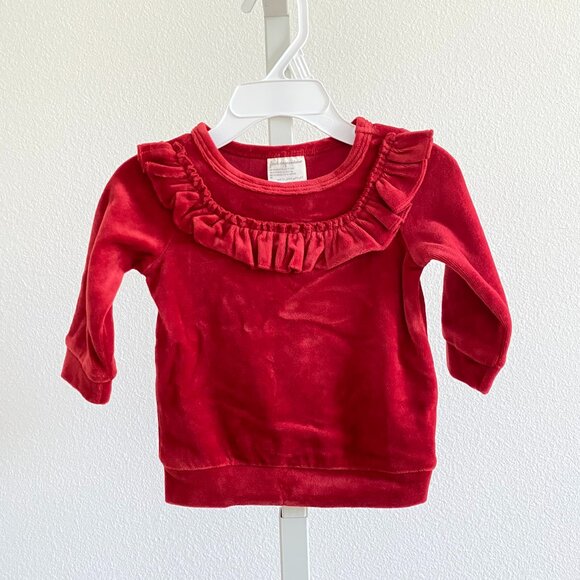 First Impressions Baby Girls Ruffle-Neck Velour Top Size 3-6 Months Long Sleeves - Picture 1 of 3